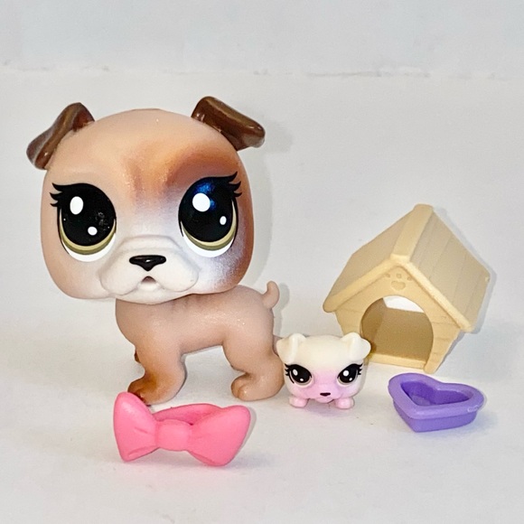 Littlest Pet Shop LPS Bullena Doghouser #85 & Scamper Doghouser #86 Pet Pairs - Picture 1 of 6